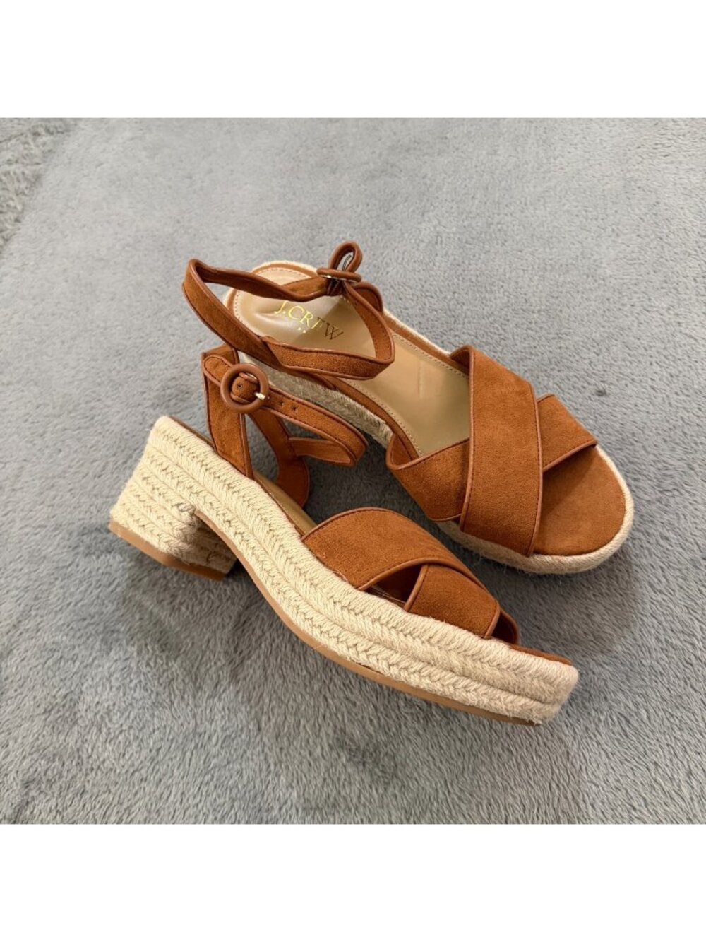 J Crew Factory Platform Espadrille Sandals Brown Womens Size 7 Shoes Jute